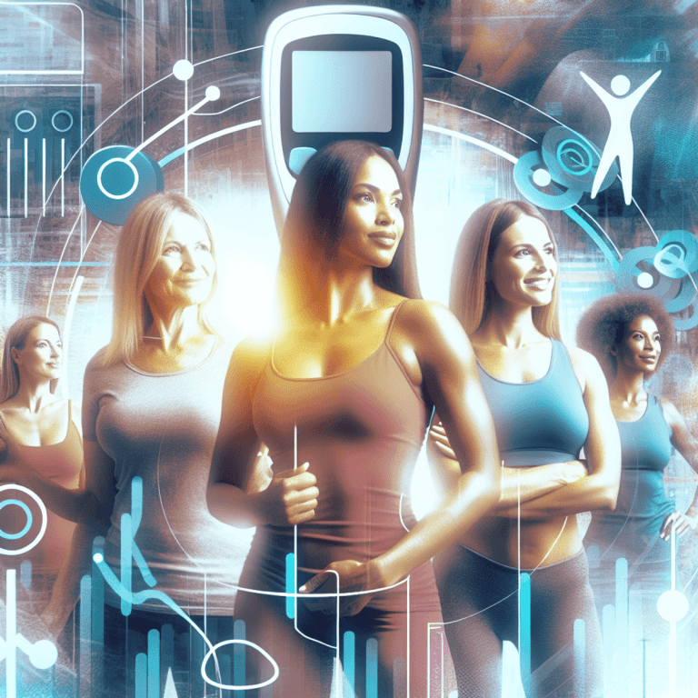 An abstract image featuring a diverse group of empowered women, including a Caucasian woman and a Hispanic woman, exuding health and strength. They ar