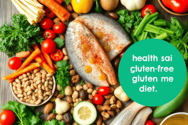Gluten Free Mediterranean Diet: What You Need to Know A colorful spread of fresh Mediterranean foods including vegetables, fruits, fish, nuts, legumes, and olive oil on a rustic wooden table.