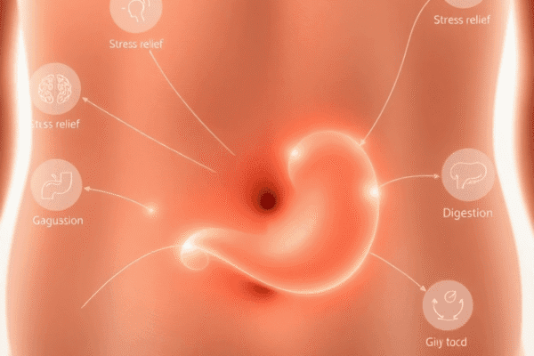 Medications For Nervous Stomach: What You Need to Know Close-up of a calm stomach with glowing lines showing gut-brain connection, surrounded by icons of stress relief and healthy digestion in soft, soo...