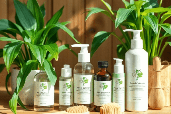 Eco-Friendly Wellness Products You Need to Try This Year Eco-friendly wellness products including natural skincare bottles, bamboo brushes, and green plants on a wooden surface in a bright, inviting setting.