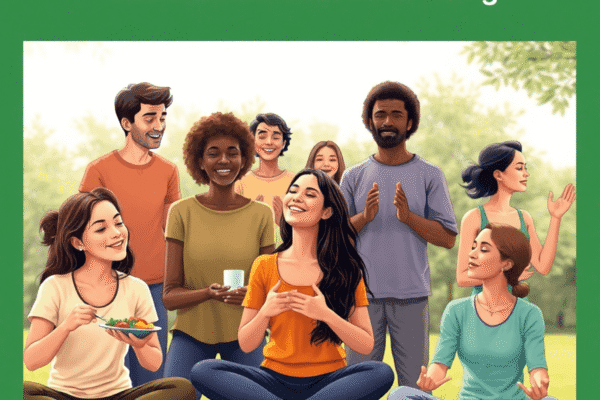 Behavioral Health Definition: What You Need to Know Group of people outdoors enjoying balanced meals, exercising, and meditating, depicting holistic health and emotional well-being in a calm, realist...