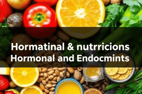 Holistic Nutrition for Hormonal Balance: Foods That Support Endocrine Health Colorful fresh fruits, vegetables, nuts, seeds, natural supplements, and herbs arranged to represent holistic nutrition and endocrine health.