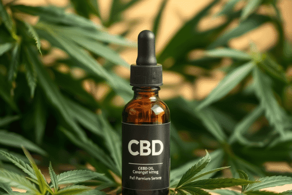 CBD Oil in Holistic Wellness: Current Evidence and Safe Usage Tips (2025 Update) Dropper bottle of CBD oil surrounded by green hemp leaves on a soft, warm background evoking natural healing and wellness.
