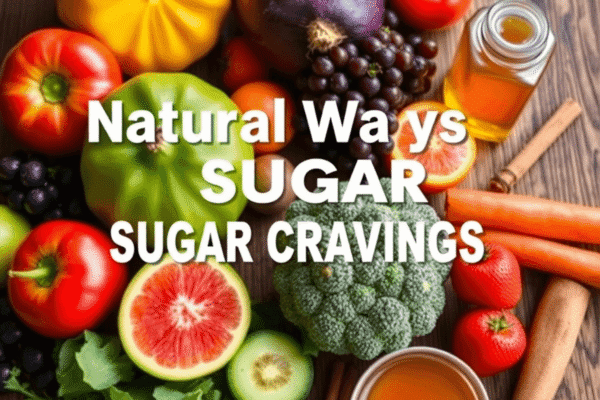 Breaking the Sugar Habit Naturally: Practical Steps to Reduce Cravings Fresh fruits, vegetables, honey, and cinnamon arranged on a wooden table, symbolizing natural ways to reduce sugar cravings.