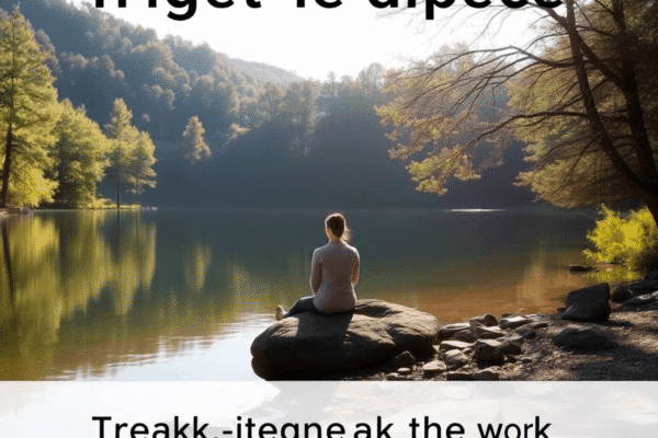 Digital Detox Strategies: Reclaiming Your Focus and Reducing Stress Person sitting on a rock by a calm lake surrounded by trees and soft sunlight, symbolizing tranquility and a break from digital devices.
