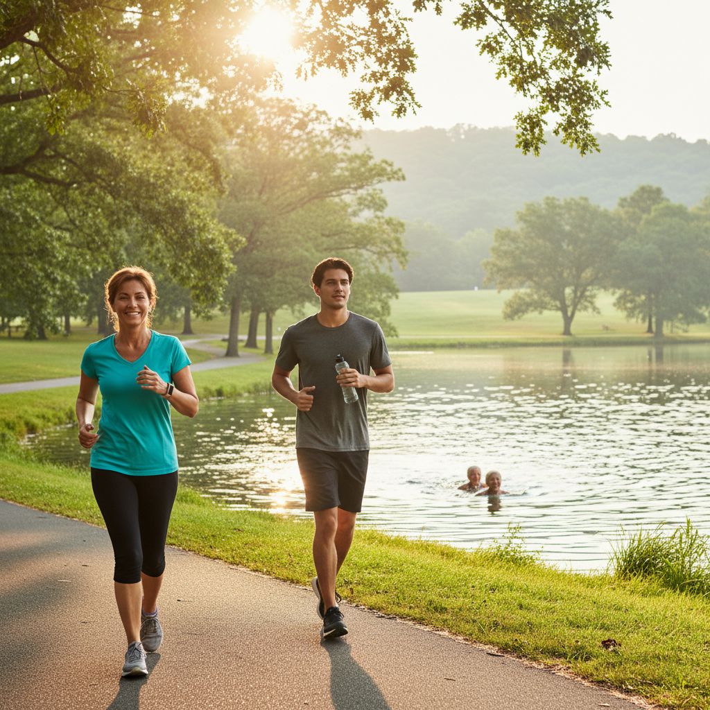 Diverse group of people engaging in outdoor exercises to represent weight loss and vitality